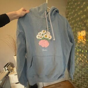 Blue Graphic Daisy & Brain Hoodie
